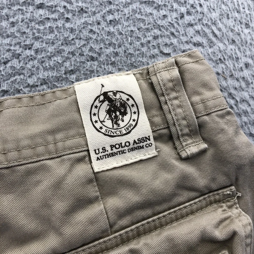 Vintage US Polo Assn Sorts Mens 32 Khaki Cargo Baggy Embroidered Logo Y2k Skater